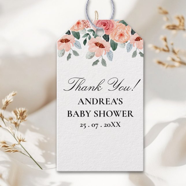 Elegant Watercolor Flower Field Baby Shower Geschenkanhänger (Von Creator hochgeladen)
