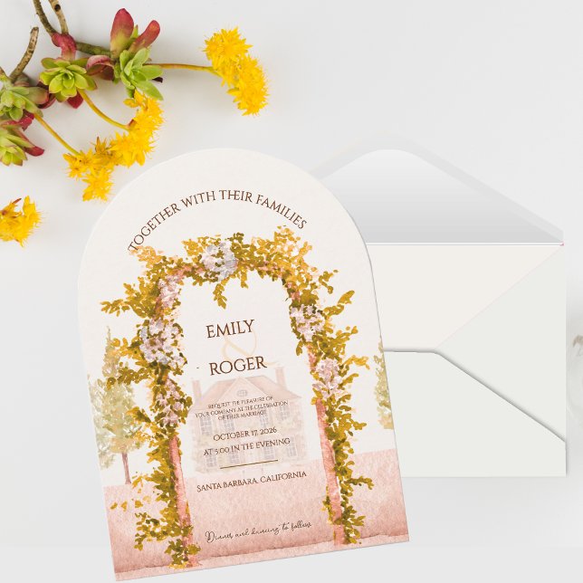 Elegant Watercolor Garden Arch Countryside Wedding Einladung (Elegant Watercolor Garden Arch Wedding Invitation Rustic Countryside Floral Wedding Invite)