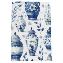 Elegant Watercolor Ginger Jars Pattern Mittlere Geschenktüte