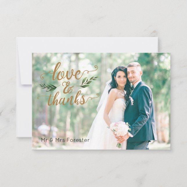 Elegant Watercolor Greenerity Danke Karte (Vorderseite)