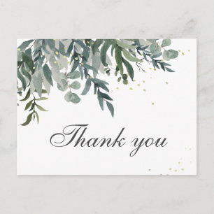Elegant Watercolor Greenerity Danke Postcard Postkarte