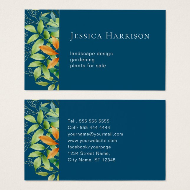 Elegant Watercolor Greenerity Foliage Botanical Bl (Vorne & Hinten)