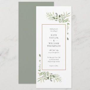 Elegant Watercolor Greenerity Wedding Einladung