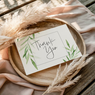 Elegant Watercolor Greenery Bridal Vielen Dank Dankeskarte
