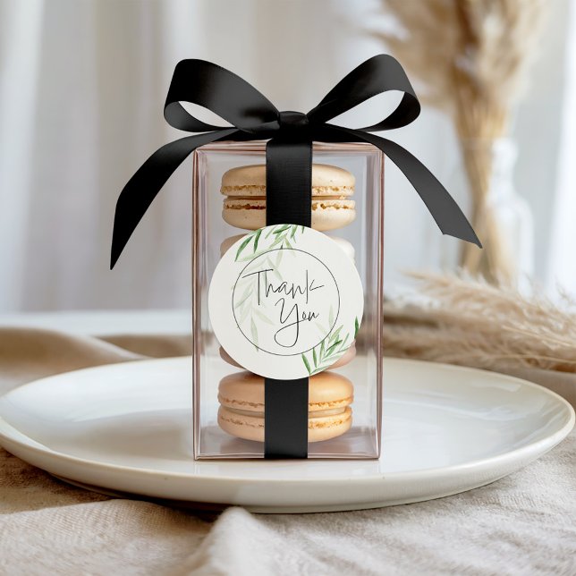 Elegant Watercolor Greenery Bridal Vielen Dank Runder Aufkleber (Von Creator hochgeladen)