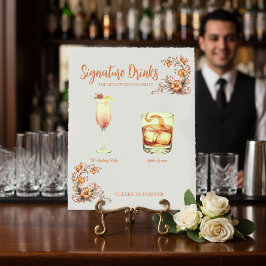 Elegant Watercolor "His & Hers" Signature Wedding  Sockelschild