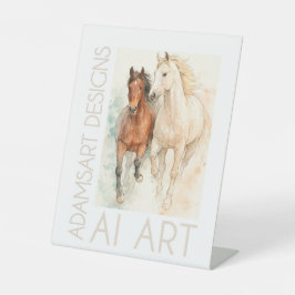 Elegant Watercolor Horses Duo – Graceful Equine Sockelschild