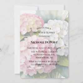 Elegant Watercolor Hydrangea Brunch and Bubbly Einladung