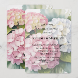 Elegant Watercolor Hydrangea Couples Shower Einladung