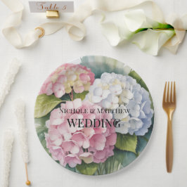 Elegant Watercolor Hydrangea Wedding Pappteller