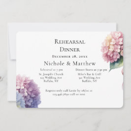 Elegant Watercolor Hydrangeas Rehearsal Dinner Einladung