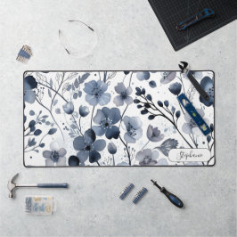 Elegant Watercolor Indigo Dark Blue Custom Schreibtischunterlage