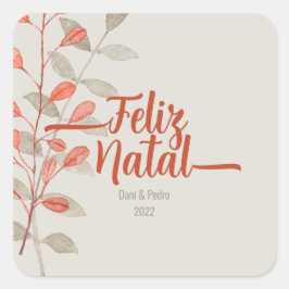 Elegant Watercolor Merry Christmas Feliz Natal Gif Quadratischer Aufkleber
