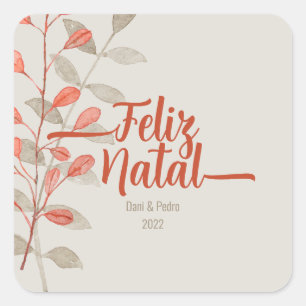 Elegant Watercolor Merry Christmas Feliz Natal Gif Quadratischer Aufkleber