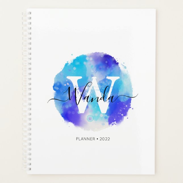 Elegant Watercolor Monogram 2022 Planer (Vorderseite)