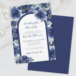 Elegant Watercolor Navy Blue Floral Bridal Shower Einladung