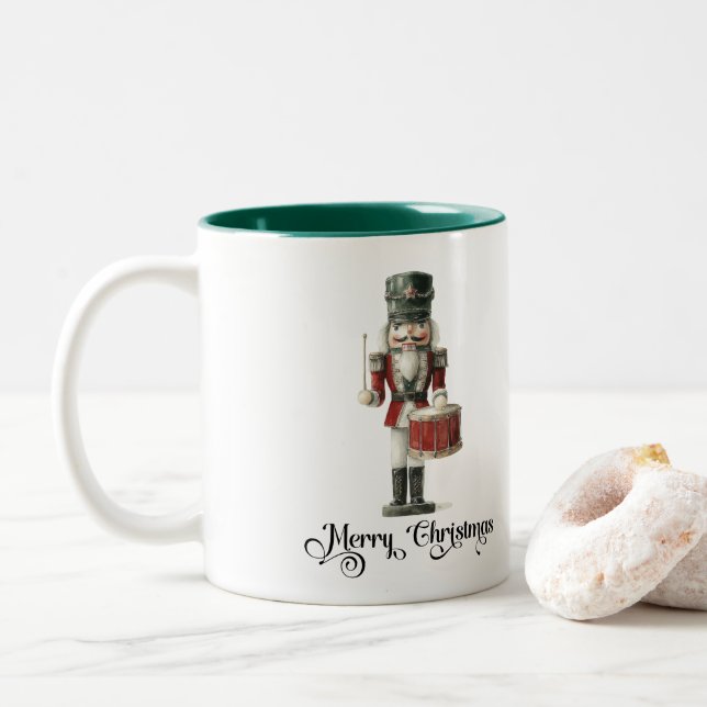 Elegant Watercolor Nutcracker Christmas Zweifarbige Tasse (Mit Donut)