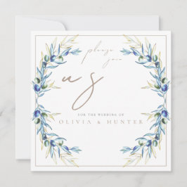 Elegant Watercolor Olive Branch Wedding Invitation Einladung