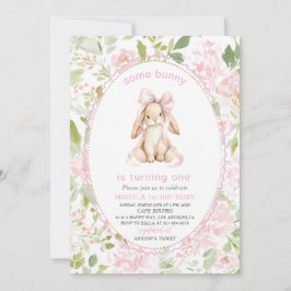 Elegant  Watercolor One 1st Birthday some bunny Gi Einladung