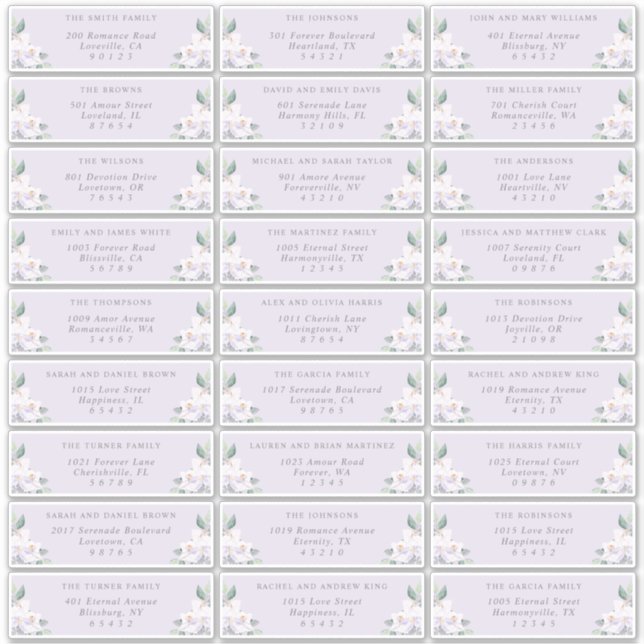 Elegant Watercolor Orchids Guest Address Labels (Vorderseite)
