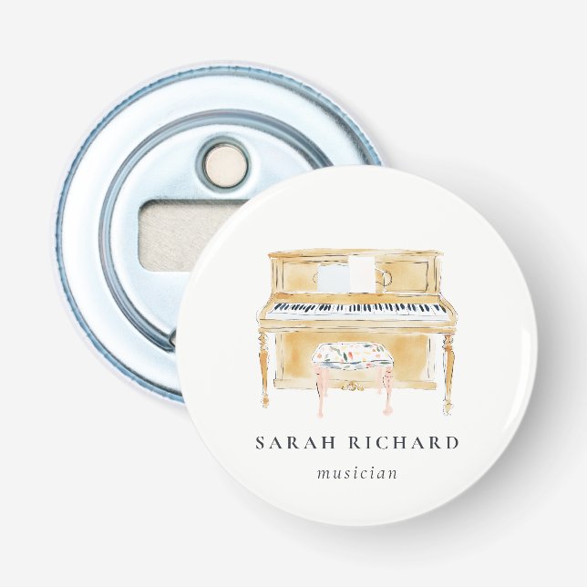 Elegant Watercolor Piano Musician Music Teacher Flaschenöffner (Vorderseite)