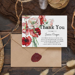 Elegant Watercolor Poppies | Beerdigung Dankeskarte