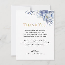Elegant Watercolor Powder Blue Floral Wedding Dankeskarte