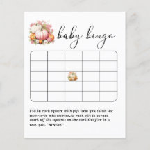 Elegant Watercolor Pumpkin baby shower bingo game
