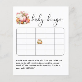Elegant Watercolor Pumpkin baby shower bingo game