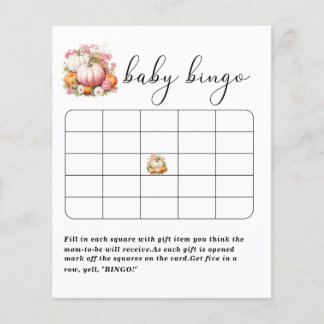 Elegant Watercolor Pumpkin baby shower bingo game