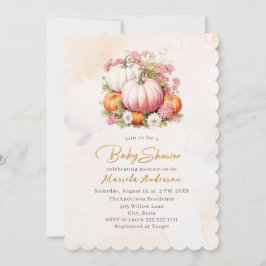 Elegant Watercolor Pumpkin Baby Shower Einladung