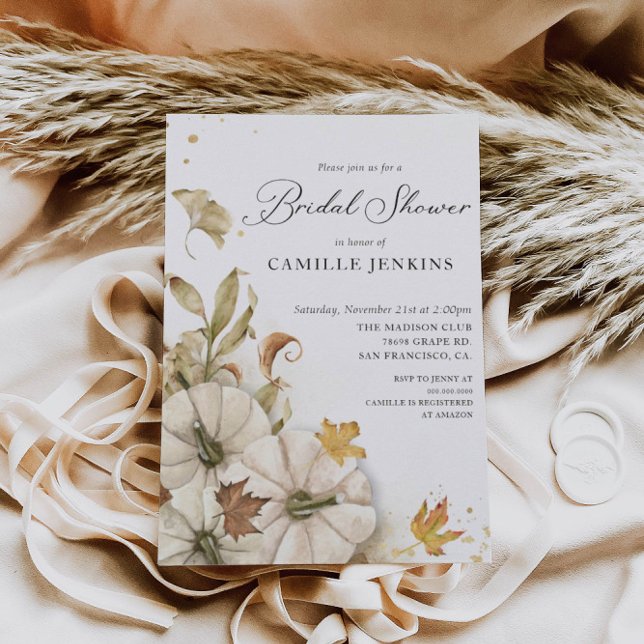 Elegant Watercolor Pumpkin Fall Bridal Shower Einladung (Von Creator hochgeladen)