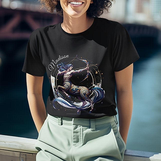Elegant Watercolor Sagittarius Zodiac Custom T-Shirt (Von Creator hochgeladen)