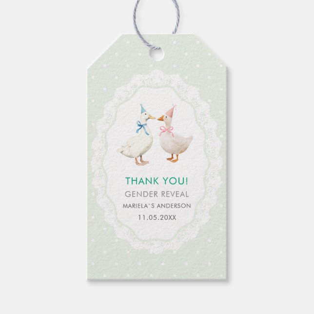 Elegant Watercolor Silly goose gender reveal  Baby Geschenkanhänger (Vorderseite)