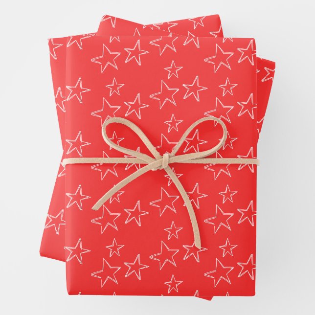 Elegant Watercolor Stars Christmas Wrapping Paper Geschenkpapier Set (Beispiel)