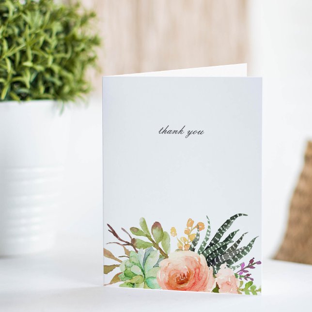 Elegant Watercolor Succulent Wedding Thank You Dankeskarte (Von Creator hochgeladen)