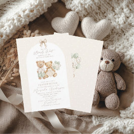 Elegant Watercolor Teddy Bear gender reveal Baby S Einladung