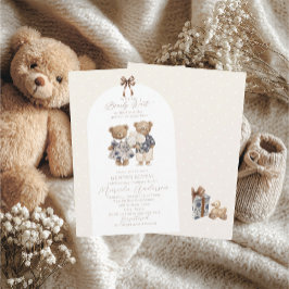 Elegant Watercolor Teddy Bear gender reveal Baby S Einladung