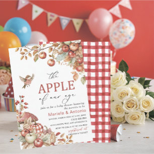 Elegant Watercolor The Apple of our eye Baby Show Einladung