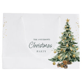 Elegant Watercolor Tree Stars Christmas Party Große Geschenktüte