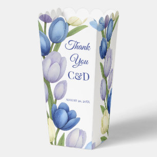 Elegant Watercolor Tulip Wreath Wedding Blue Ivory Geschenkschachtel