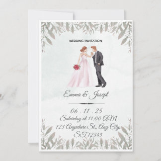 Elegant Watercolor Wedding Invitation Einladung