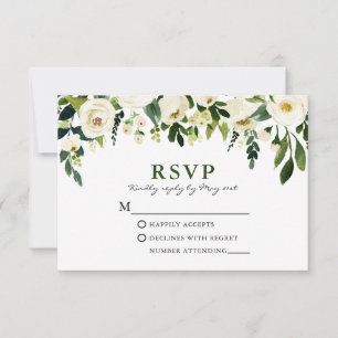Elegant Watercolor Weißer Blumengarten RSVP Karte
