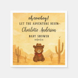 Elegant Watercolor Western Cowboy Boy Baby Shower Serviette