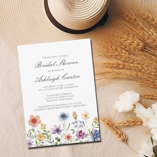 Elegant Watercolor Wildflower Spring Bridal Shower Einladung (Von Creator hochgeladen)