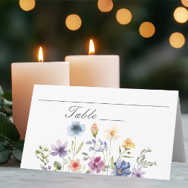 Elegant Watercolor Wildflowers Spring Wedding Platzkarte