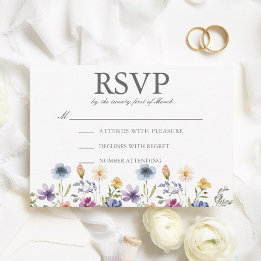 Elegant Watercolor Wildflowers Spring Wedding RSVP Karte