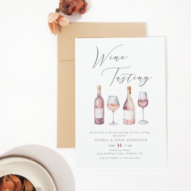 Elegant Watercolor Wine Tasting Bridal Shower Einladung (Von Creator hochgeladen)
