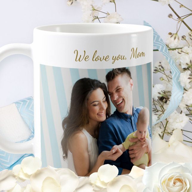 Elegant We Love You Mom Photo Mother's Day Gold Kaffeetasse (Elegant We Love You Mom Photo Mother's Day Gold Coffee Mug ©Susanne Sachers - Sunny Mind 🌞)