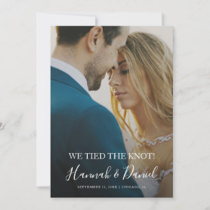 Elegant We Tied the Knot Photo Elopement Marriage Ankündigung